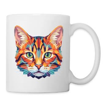 Art pop artistique géométrique coloré avec tête de chat - Mug blanc - blanc - Droite