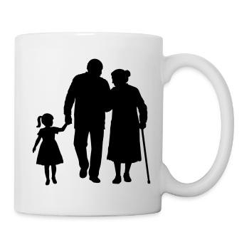 Grandparents Grandchild Silhouette Walking Family - Mug - white - Right