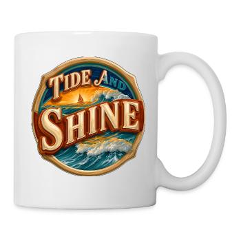 Tide And Shine Ocean Waves Sunset Sailboat - Mug - white - Right