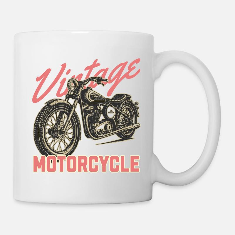 Vintage Motorrad - Tasse - Weiß