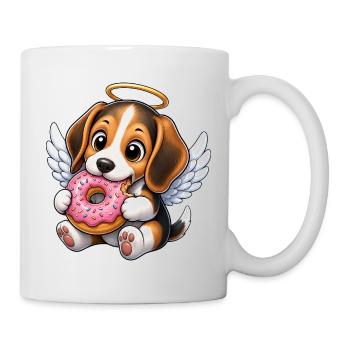 Süßer Beagle Engel mit Flügeln Cartoon Donut - Tasse - Weiß - Rechts