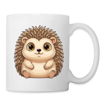 Cute Hedgehog – Kawaii Style with Big Eyes - Mug - white - Right