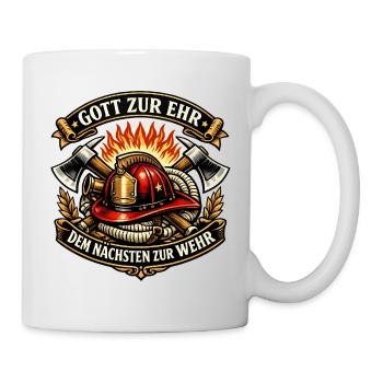 Feuerwehr Emblem Flammenhelm - Tasse - Weiß - Rechts