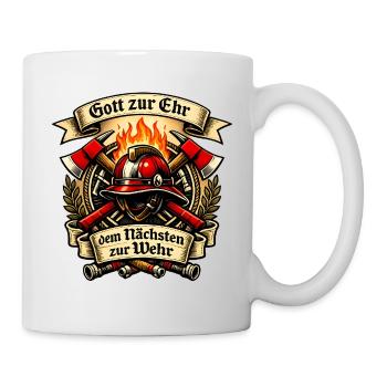 Feuerwehr Abzeichen Flammendes Wappen - Tasse - Weiß - Rechts