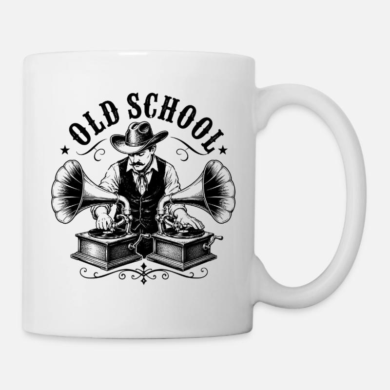 Un DJ old school avec gramophone - Mug blanc - blanc