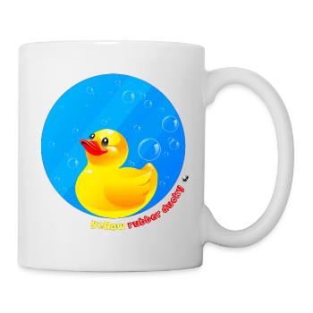 Yellow rubber duck illustration in a circle - Mug - white - Right