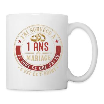 Humour Anniversaire : J'ai Survécu à 1 An - Mug blanc - blanc - Droite