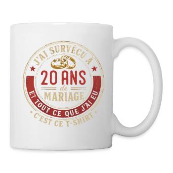 Humour Anniversaire : J'ai Survécu à 20 Ans - Mug blanc - blanc - Droite