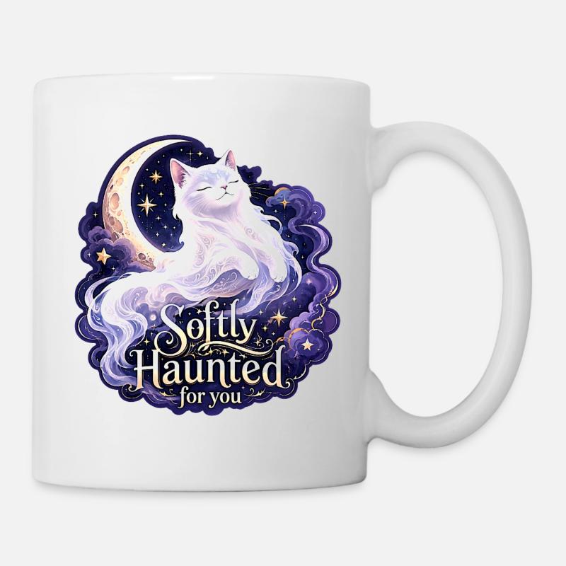 Sanft verfluchte weiße Mondkatze Gothic Celestial - Tasse - Weiß