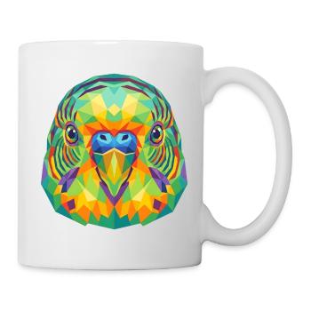 Pop Art géométrique coloré de perruches ondulées - Mug blanc - blanc - Droite
