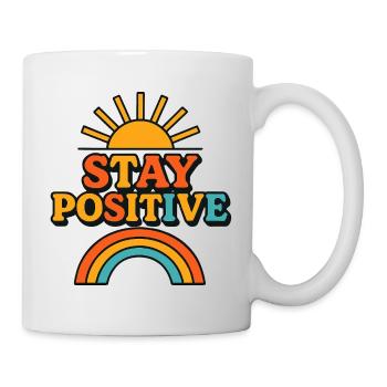 Bleib gut gelaunt, Regenbogen-Sonne - Tasse - Weiß - Rechts