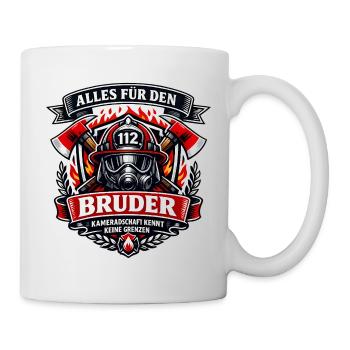 Feuerwehrbruder: Kameradschaft ohne Grenzen - Tasse - Weiß - Rechts