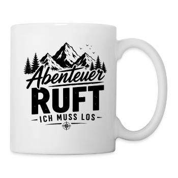 Abenteuer Ruft – Vintage Outdoor Mountain Design - Tasse - Weiß - Rechts