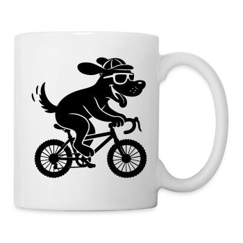 Un chien cool sur un cycliste à vélo - Mug blanc - blanc - Droite