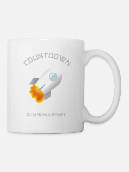 Countdown zum Schulstart Rakete mit weißen Sternen - Tasse - Weiß