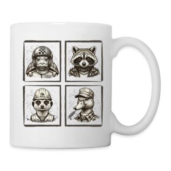 Retro Cartoon Animal Squad - Cool Vintage Look - Mug - white - Right