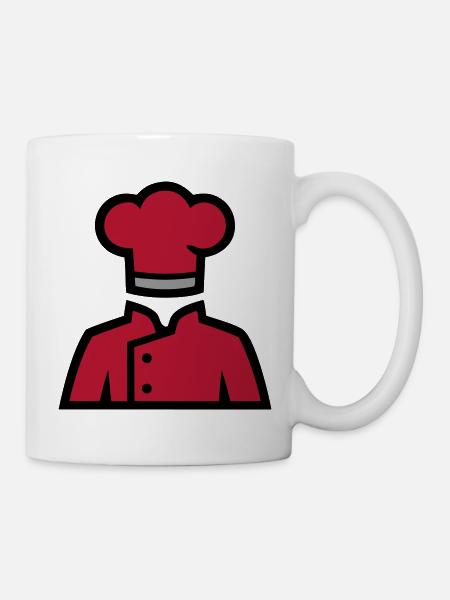 Kochjacke Kochmütze Küchenchef Restaurant Logo - Tasse - Weiß