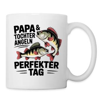 Papa und Tochter angeln zusammen - Tasse - Weiß - Rechts