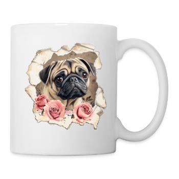 Carlin aux roses - Mug blanc - blanc - Droite
