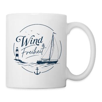 Wind und Freiheit | Küstenmode mit Segelboot - Tasse - Weiß - Rechts