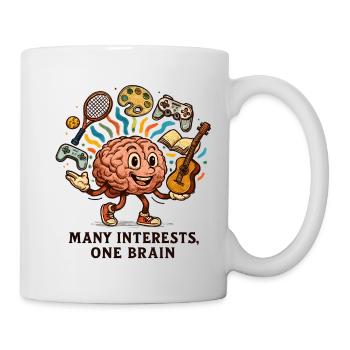 Viele Interessen, Ein Gehirn - Tasse - Weiß - Rechts