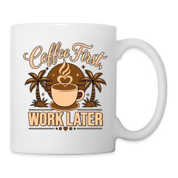 Le café d’abord, le travail après – alimenté par la caféine - Mug blanc - blanc - Droite