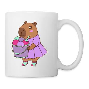 Kawaii Cute Capybara Sweet Treat –Summer art - Mug - white - Right
