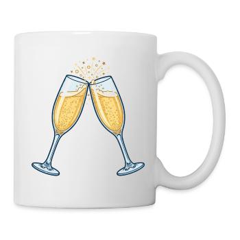 Sektgläser Anstoßen Feier - Tasse - Weiß - Rechts