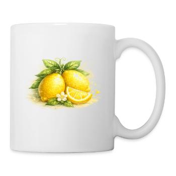 Zitrus Aquarell Zitronen-Stillleben - Tasse - Weiß - Rechts