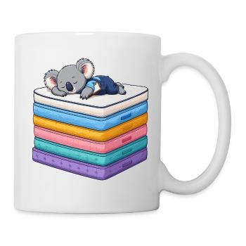 Schlafender Koala auf bunten Matratzen - Tasse - Weiß - Rechts