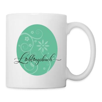 Lieblingsbuch ovales Blüten Ornament mintgrün - Tasse - Weiß - Rechts
