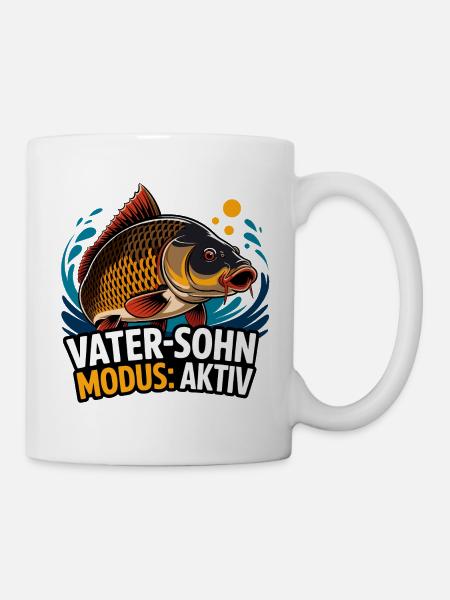 Vater-Sohn Modus Aktiv Fischdesign - Tasse - Weiß