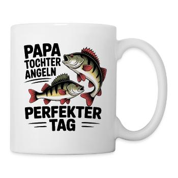 Papa und Tochter angeln zusammen - perfekter Tag - Tasse - Weiß - Rechts