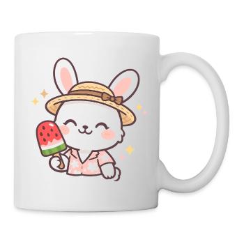 Sommerhäschen mit Wassermelone Eis - Tasse - Weiß - Rechts