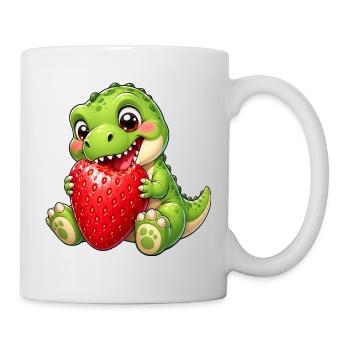 Dino T-Rex with Strawberry Summer Cartoon - Mug - white - Right