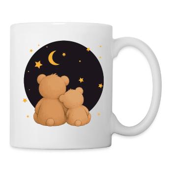 Deux ours câlins sous un motif animal dans le ciel étoilé - Mug blanc - blanc - Droite