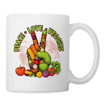 Peace Love Veggies Handgrafik - Tasse - Weiß - Rechts