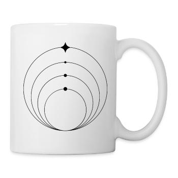 Minimalistisches Orbit-Symbol | Geometrisches Welt - Tasse - Weiß - Rechts