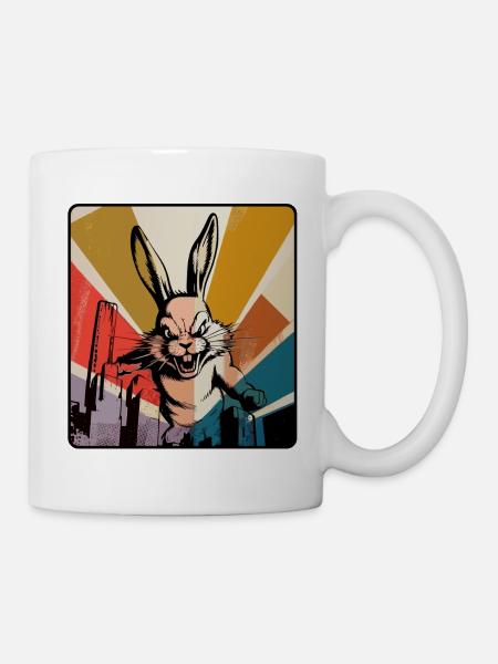 Wütender Hase im Retro Pop-Art - Tasse - Weiß