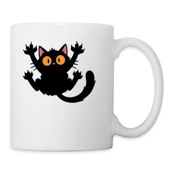 Chat Noir Agrippé Humour - Mug blanc - blanc - Droite