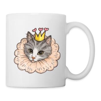 Katzenprinzessin mit Herzkrone - Tasse - Weiß - Rechts