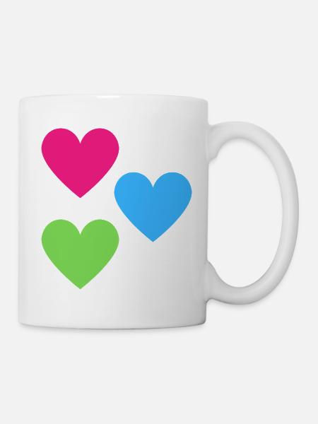Neonherzen Trio - Tasse - Weiß