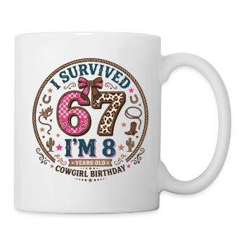 Anniversaire 8 Ans Fille Western Cowboy Cadeau - Mug blanc - blanc - Droite