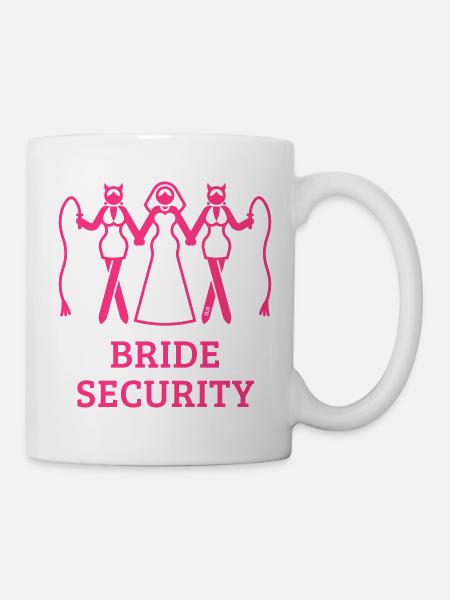 Brautsicherheit (Junggesellinnenabschied / Peitsche / Pink) - Tasse - Weiß
