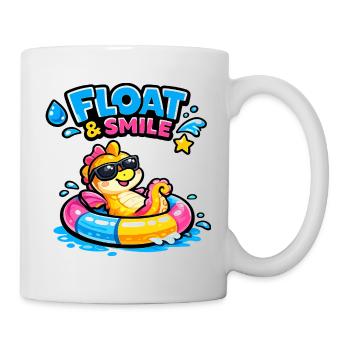Summer fun dinosaur in a rubber dinghy - Mug - white - Right