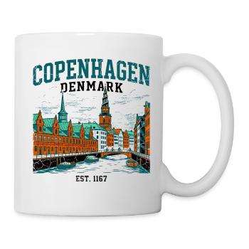 Copenhagen Denmark Canal Harbor With Church Spire - Mug - white - Right