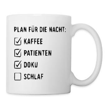 Nachtplan Kaffee Patienten Doku - Tasse - Weiß - Rechts