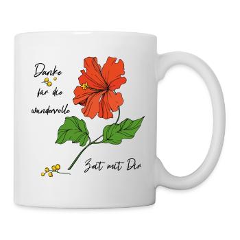 Hibiskus Blüte Danke - Tasse - Weiß - Rechts