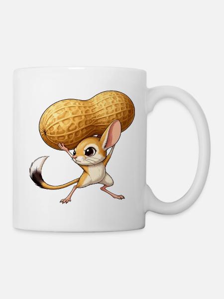Maus mit Erdnuss-Riese - Tasse - Weiß