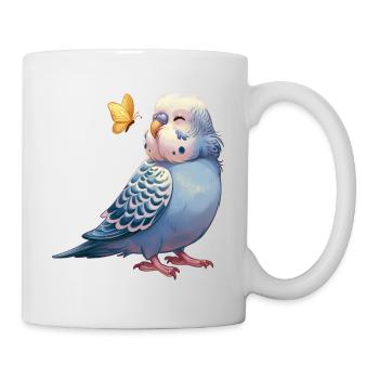 Perruche perruche avec papillon - Mug blanc - blanc - Droite